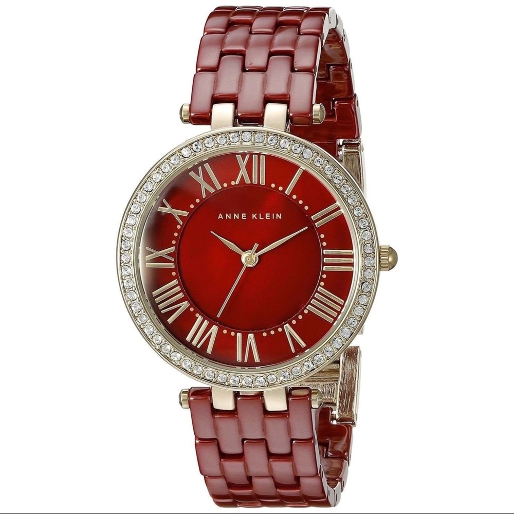 Anne Klein Women’s Gold-Tone and Burgundy Watch